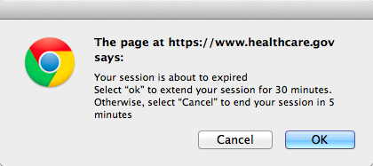 HealthCare.gov error message